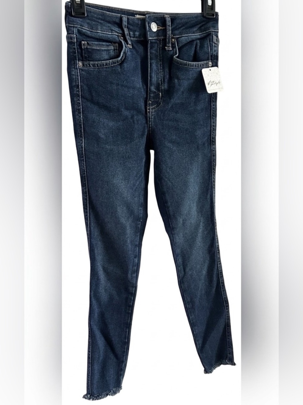 Free People We The Free Raw Hem High Rise Skinny Jeans 26 Deep Indigo NWT
